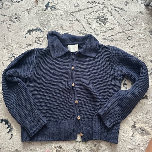 All Row Navy Blue Women's Crop Sweater Large - Picture 1 of 5